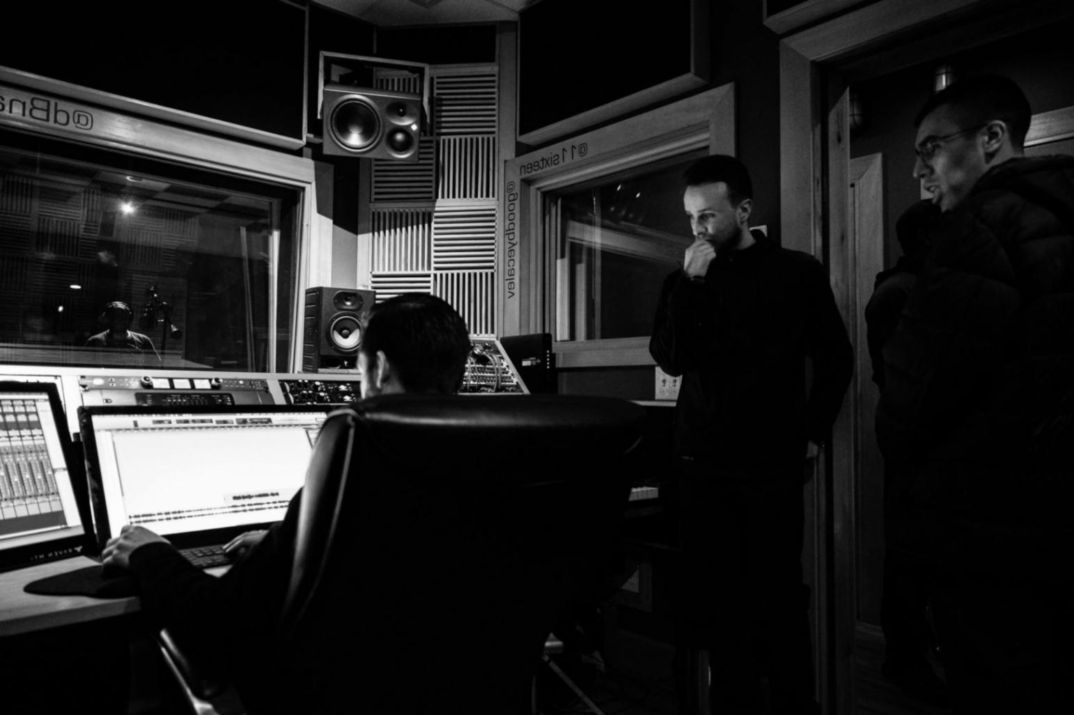 Development team working on blockchain code and smart contract testing