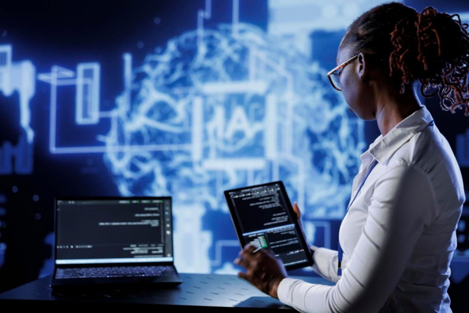 Development team working on blockchain platform architecture